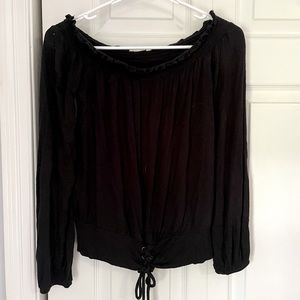 American Eagle Black Off The Shoulder Long Sleeve Shirt Size Small